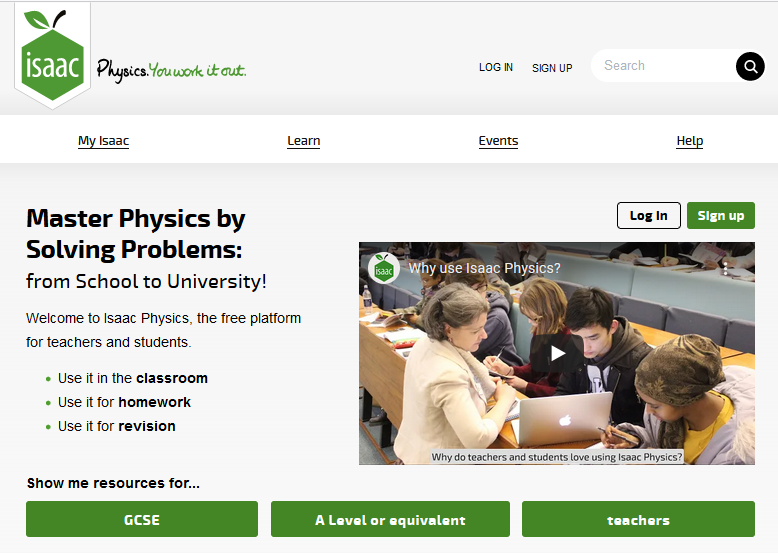 Isaac Physics Home Page