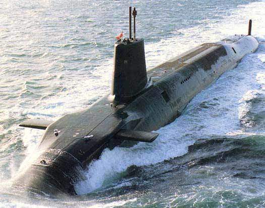 Royal Navy submarine Vanguard underway on the surface